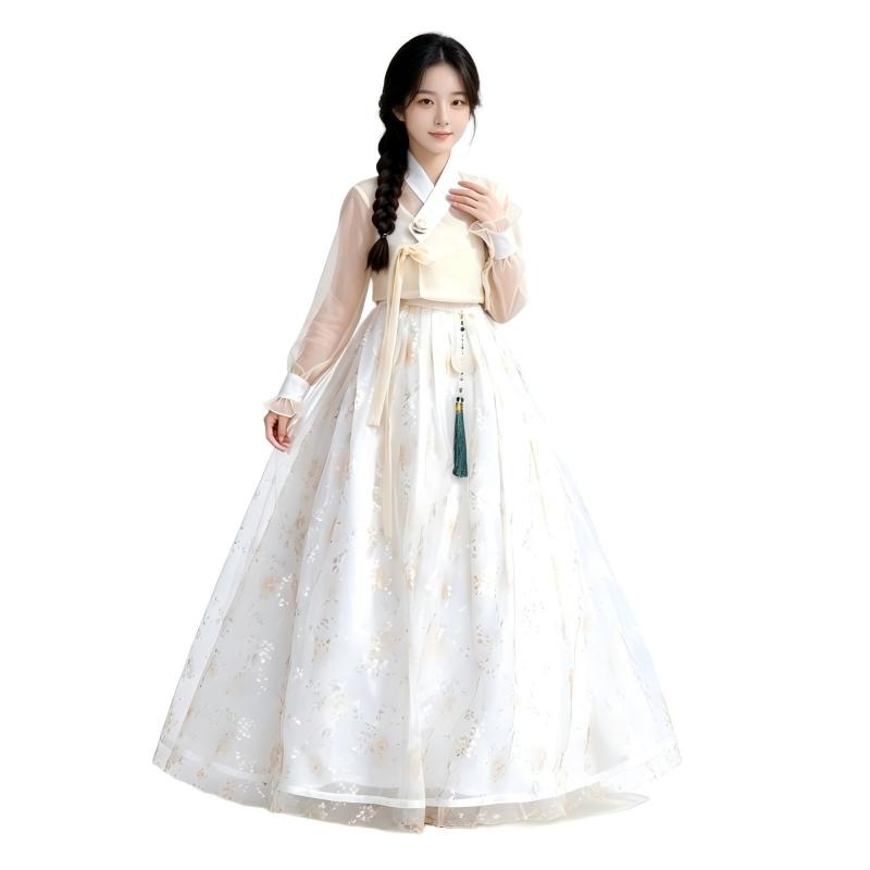 Hanbok Modern Set - هانبوك كوري عصري للنساء، بلوزة شيفون