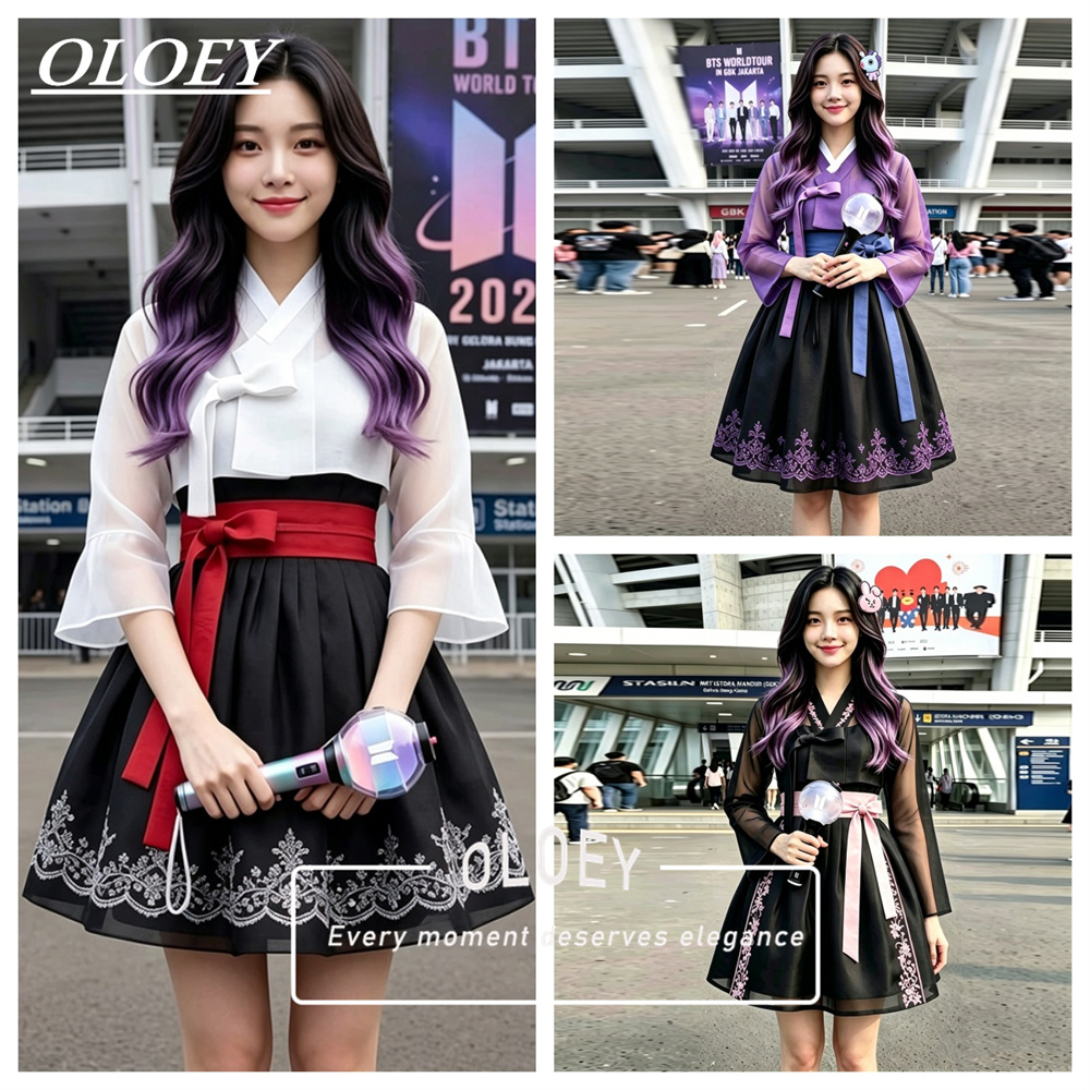 Hanbok Modern Set - فستان هانبوك كوري قصير عصري من