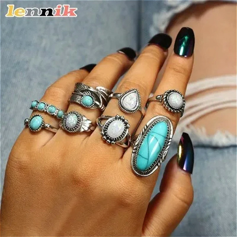 طقم خواتم نسائية بوهيمية عصرية - مراجعة Ethnic Wear Fashion Designer وسعره