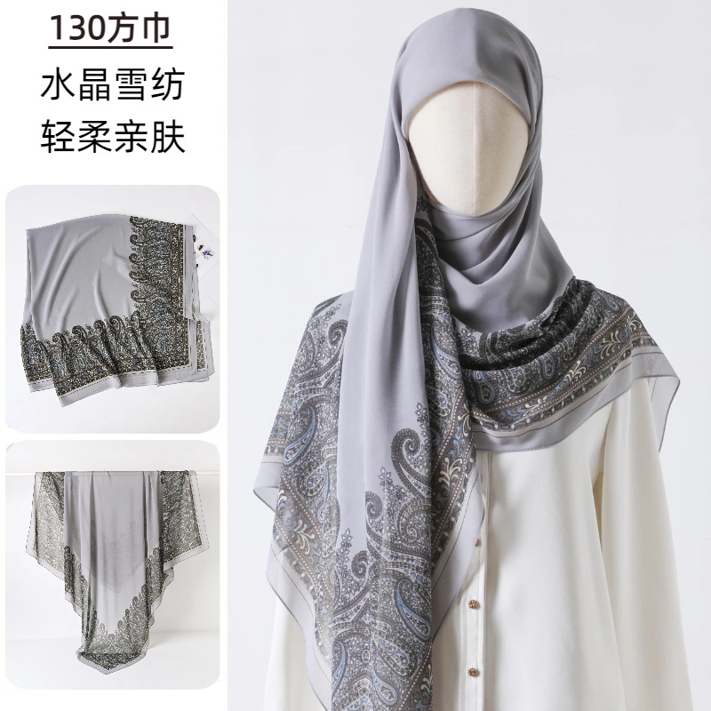 وشاح مربع كبير مطبوع من الشاش  - مراجعة Go Ethnic Fashion وسعره
